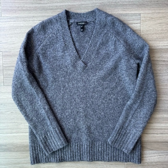 Baukjen Dahlia Gray V-Neck Knit Wool Sweater Size 4 - Picture 2 of 5